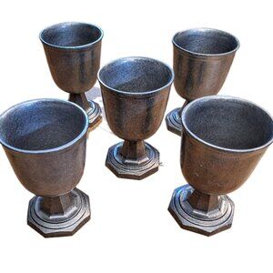 Vintage 5 Wilton Armetale Pewter Goblets Chalice Plough Tavern Collection